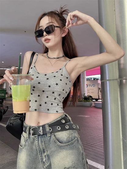 vmtvr Aesthetic Fashion Y2k Streetwear Camisole Japanese Preppy Star Print Tank Tops Summer All Match Grunge Bottoming Tanks Outwear