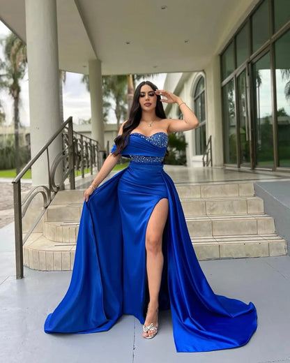 vmtvr   -  Glitter Luxury mermaid evening dress Sexy sweetheart off-the-shoulder wrap hip side slit floor-length formal ball cocktail party