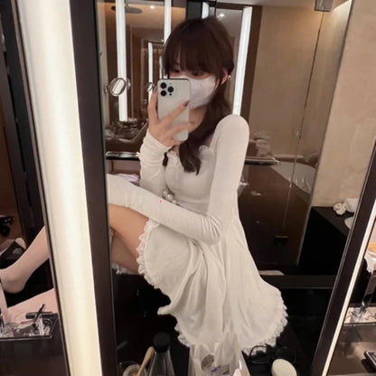 vmtvr High Waist elegant Mini Dress Women Summer Long Sleeve Sexy Casual Dress female Ball Gown Fashion korean style party Dress