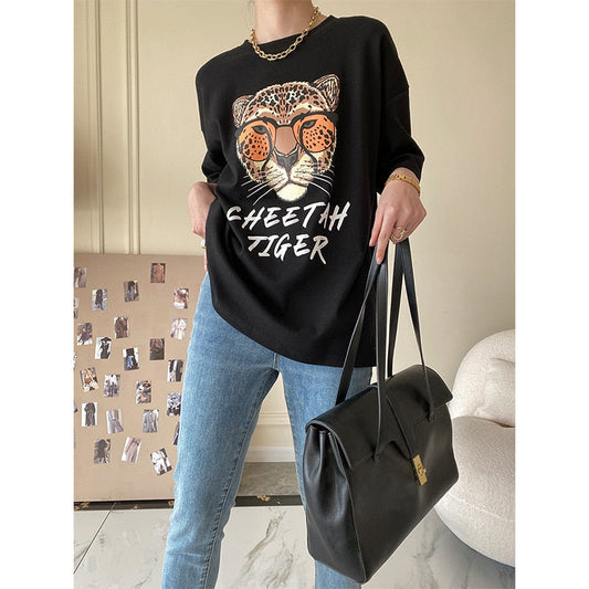 Vintage Oversized Tiger Graphic T Shirts Women Korean Harajuku Fashion Style Tee Shirt Y2k Streetwear Tops T-shirts For Women