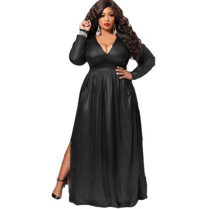 vmtvr - Elegante Long Sleeve Plus Size Dress Sexy Deep V Party Dress Clubwear Evening Ladies Vestidos De Mujer Elegantes Para Fiesta 4XL