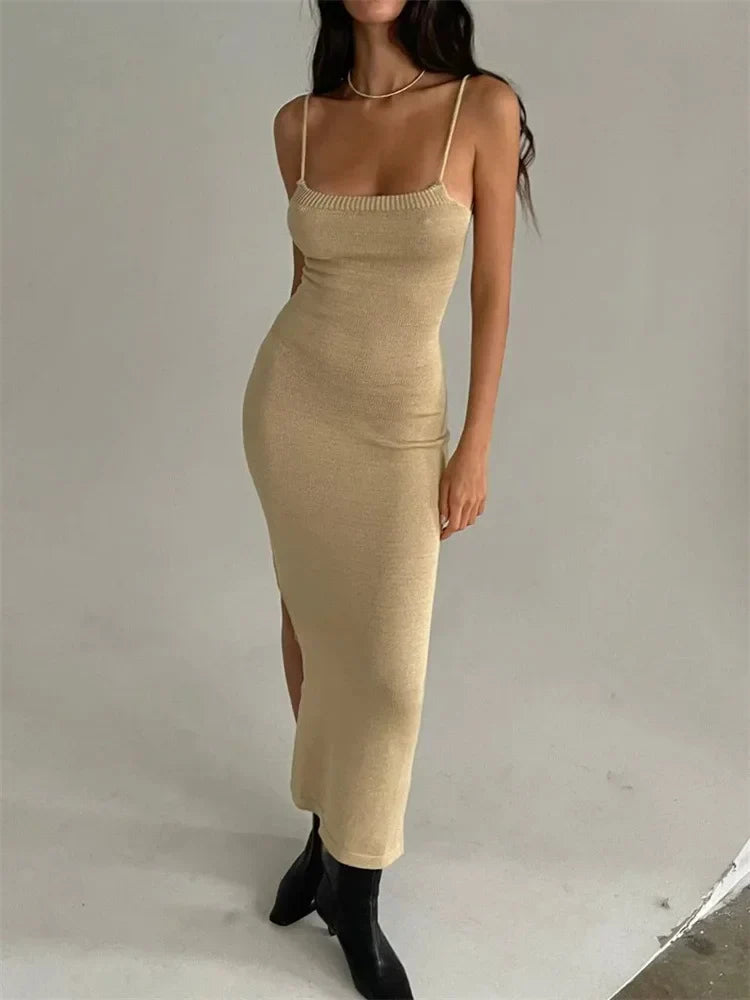 Sexy Backless Bandage Knitted Dress Elegant Outfits for Women Sleeveless Club Party Birthday Slip Dresses Clothes