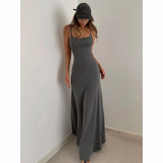 vmtvr Summer Spaghetti Strap Dress Women Fashion Slim Ankle Length Dress American Style Elegant Female Casual Dresses New