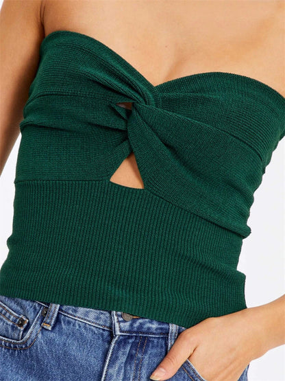 vmtvr Knit Tube Tops Women White Strapless Corset Tops Summer Basic Backless Off Shoulder Crop Top Bustier Casual Streetwear