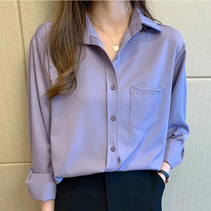 vmtvr Vintage Women Chiffon Shirts Summer Casual All Match Office Ladies Tops Y2K Fashion Korean Female Loose Long Sleeve Blouse