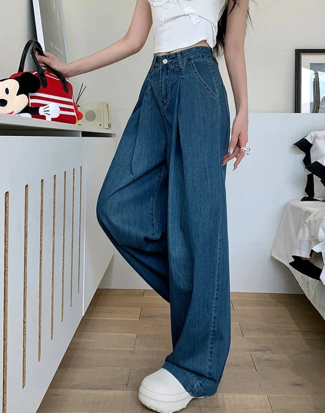 vmtvr Women 2024 Summer Autumn Wide Leg Denim Pant Trousers Streetwear Straight High Waist Jeans Loose Boyfriend Jeans Ladies