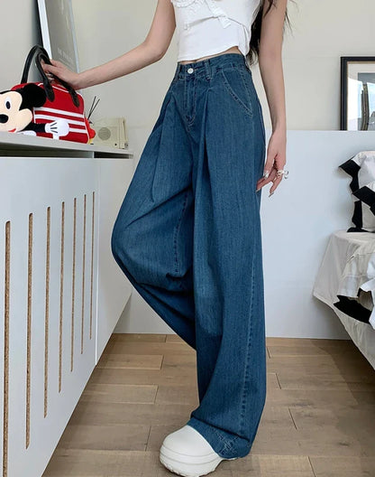 vmtvr Women 2024 Summer Autumn Wide Leg Denim Pant Trousers Streetwear Straight High Waist Jeans Loose Boyfriend Jeans Ladies