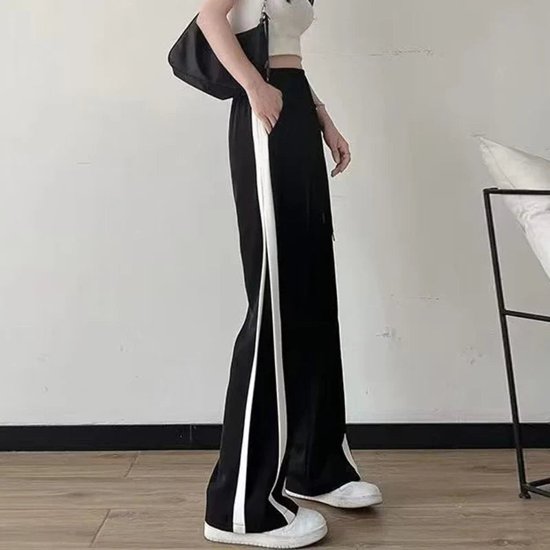 vmtvr Y2K Striped Women Sweatpants Summer High Waist Female Loose Trousers Korean All Match Student Straight Leg Pants New