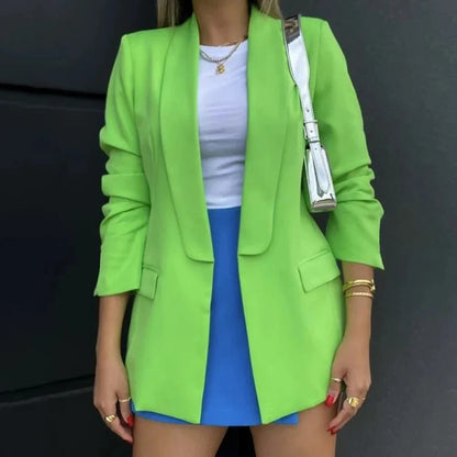 vmtvr Commuter Lady Elegant Lapel Blazer Coat Autumn Solid Slim Straight Women Tops Cardigan Winter Long Sleeve Femme Jacket Outerwear