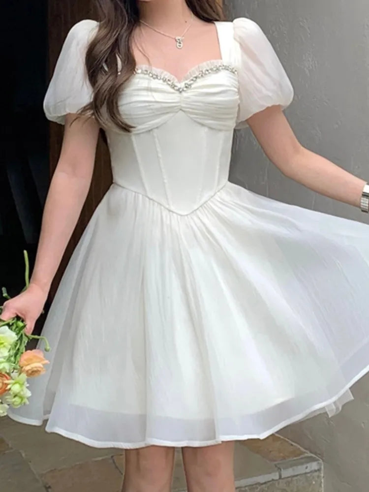 vmtvr Summer Elegant and Chic Women Fashion Party Dress Vintage Casual A-Line Chiffon Birthday Prom Wedding Vestidos Female Robe
