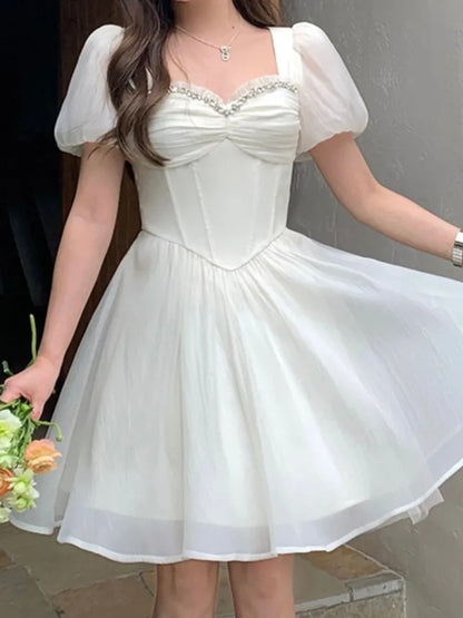 vmtvr Summer Elegant and Chic Women Fashion Party Dress Vintage Casual A-Line Chiffon Birthday Prom Wedding Vestidos Female Robe