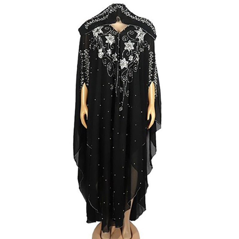 New Muslim Robes Ladies Abaya African Dresses for Women Summer Chiffon Pearl Long Maxi Dress Traditional Clothing Plus Size