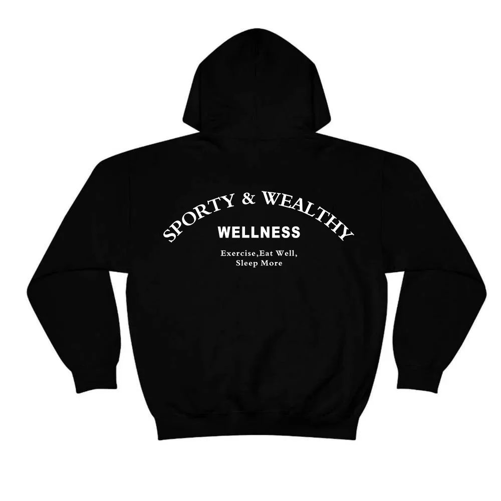 -Retro sports style outfit streetwear 90s fashion Sport Make You Health Letters Printing Women Vintage Style Black Hoodies Autumn Winter Thick Fleece Warm Casual 90s Sweatshirts