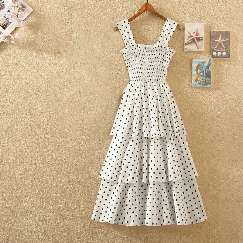 vmtvr Y2K Camis Dress White Shirt 2 Piece Sets Summer Fashion Polka Dot Women Midi Dress Korean All Match Female Short Sleeve Shirts