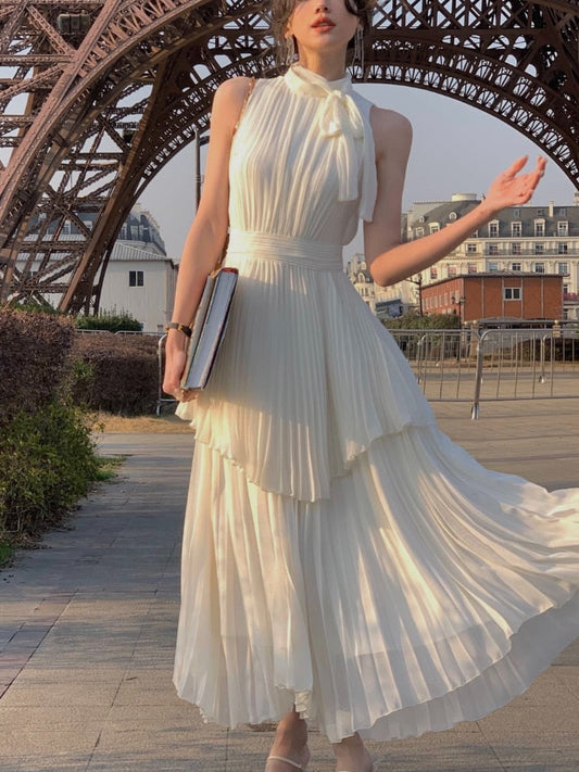 vmtvr - Elegant Sleeveless Midi Dress Woman Korea Fashion Vintage Party Dress Office Lady  Summer Casual Pure Color Fairy Dress Chic