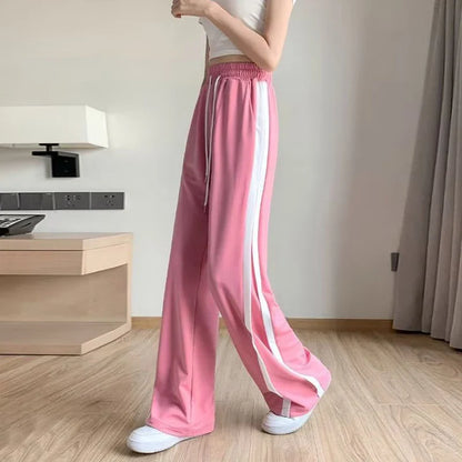 vmtvr Y2K Striped Women Sweatpants Summer High Waist Female Loose Trousers Korean All Match Student Straight Leg Pants New