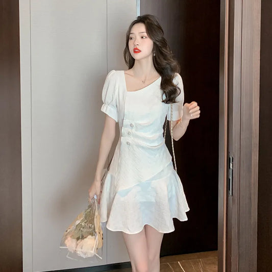 2024 Summer Fashion Luxury Embroidery Mesh Dress High Quality Women O Neck Flare Sleeve Flower Ruffles Midi Party Dress