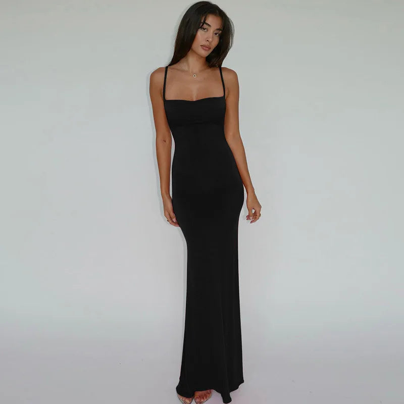 vmtvr Draped Sexy Backless Sleeveless Slip Maxi Dress for Women Elegant Summer Sundresses Holiday Beach Vestido Clothes