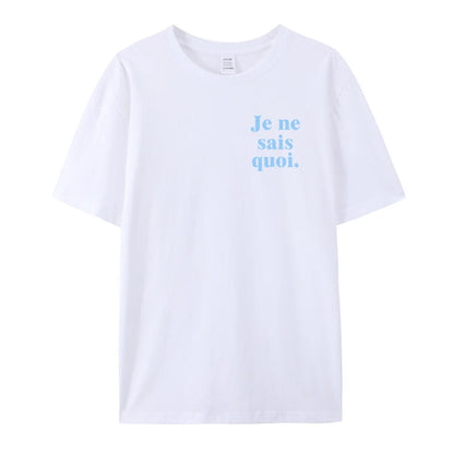 -Retro sports style outfit streetwear 90s fashion Je Ne Sais Quoi Pocket Letters Printing Graphic Tees French New Wave Chic T Shirts Women Summer White Short Sleeve Cotton Tops