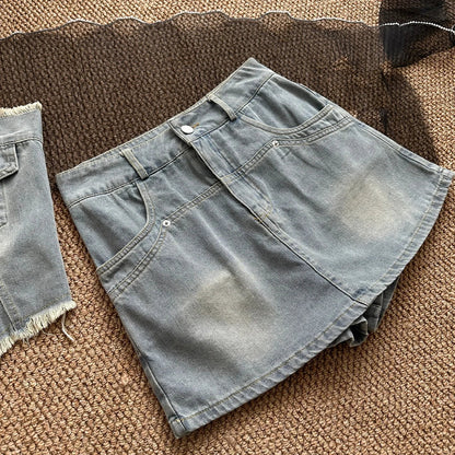 vmtvr 2024 Summer Vintage 2 Piece Skirt Set Women Casual Y2k Sleeveless Tops + Office Lady Slim Mini Skirt Fashion Sweet Denim Suits