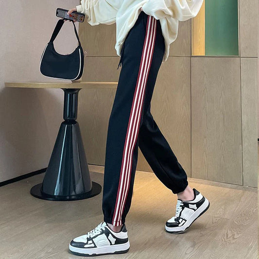 vmtvr High Waist Women Sweatpants Korean Fashion Striped Loose Ankle Length Pants Female Summer All Match Streetwear Harem Pants