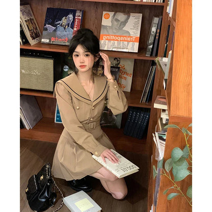 vmtvr  - Elegant Women Dress Long Sleeve Office Ladies Polo Collar Vintage New Korean Fashion Chic Sweet Casual Female Mini Dresses