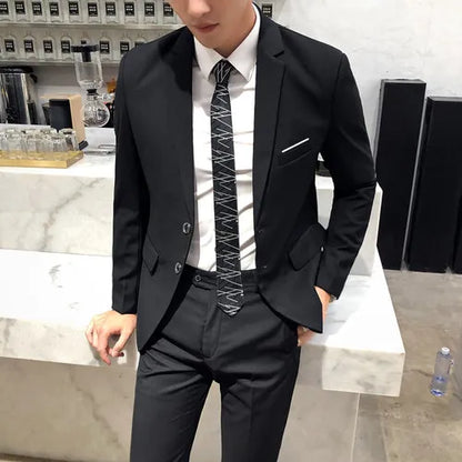 jiaabc Blazers Jacket Pants Vest 3 Pcs Set / Fashion New Men's Casual Boutique Business Solid Color Slim Dress Suit Coat Trousers