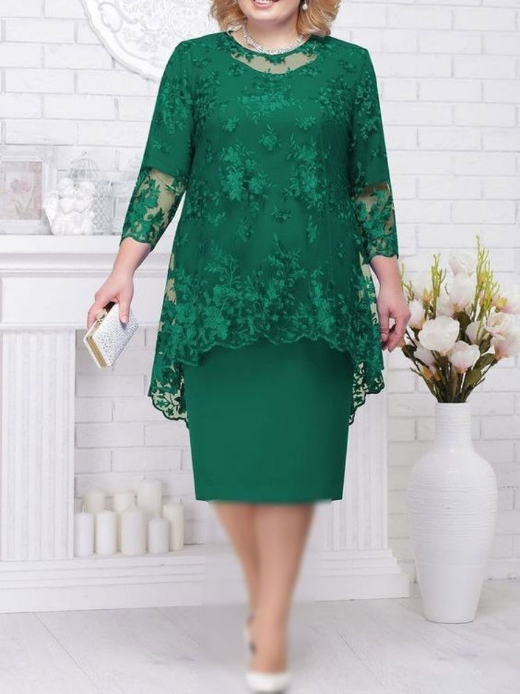 vmtvr Oversized Mother of The Bride Dresses Elegant Weddings Women Midi Dress Two Piece Evening Gown Robe Femme Embroidery Clothing