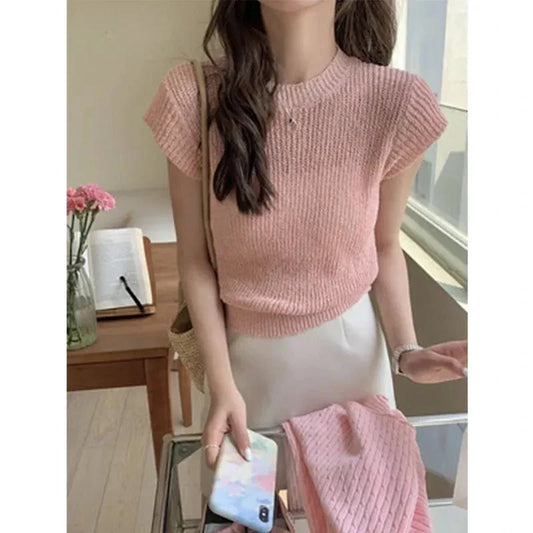 vmtvr Summer Casual Pullover Tank Women's Loose Knitted Top Gentle Bohemian Vacation Beach Hollow Out Vest Blouse Sun Protection