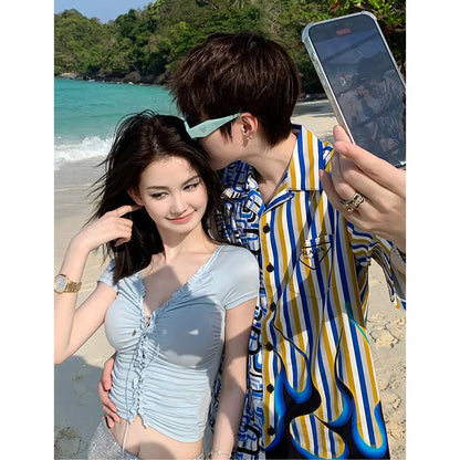 vmtvr Summer Fashion Solid V Neck T Shirts Women Short Sleeve Sexy Crop Tops Ladies Casual Tees Top Tees Female T-Shirts