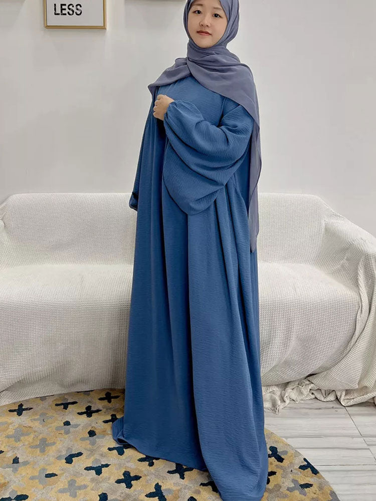 vmtvr Plain Abaya Muslim Long Dress for Women Ramadan Eid Balloon Sleeve Islamic Jilbab African Dresses Dubai Turkish Modesty  Kaftan