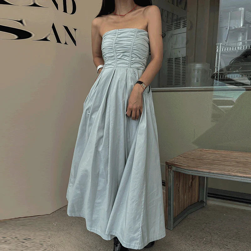 vmtvr  -  New Backless Long Dress Women Elegant Sleeveless Strapless Party Dress Summer Holiday Wear