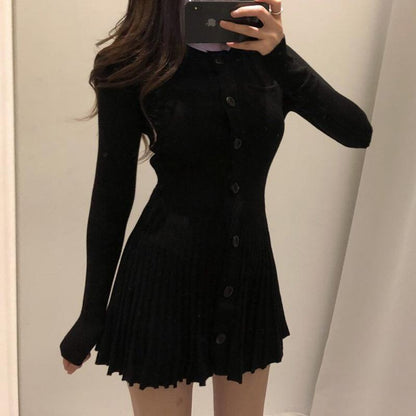 vmtvr - Fashion Korean Mini Dresses Female Autumn Winter 2023 Sexy Bodycon  Wrap White Short Women&#39;s Sweater Knitted One-piece Dress Hit