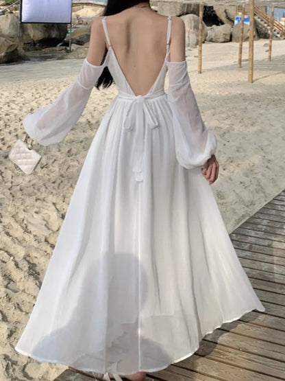 vmtvr New Women Summer A-Line Casual Solid Chic Party Dress Spaghetti Strap Elegant Prom Birthday Beach Holiday Vestidos Female Robe