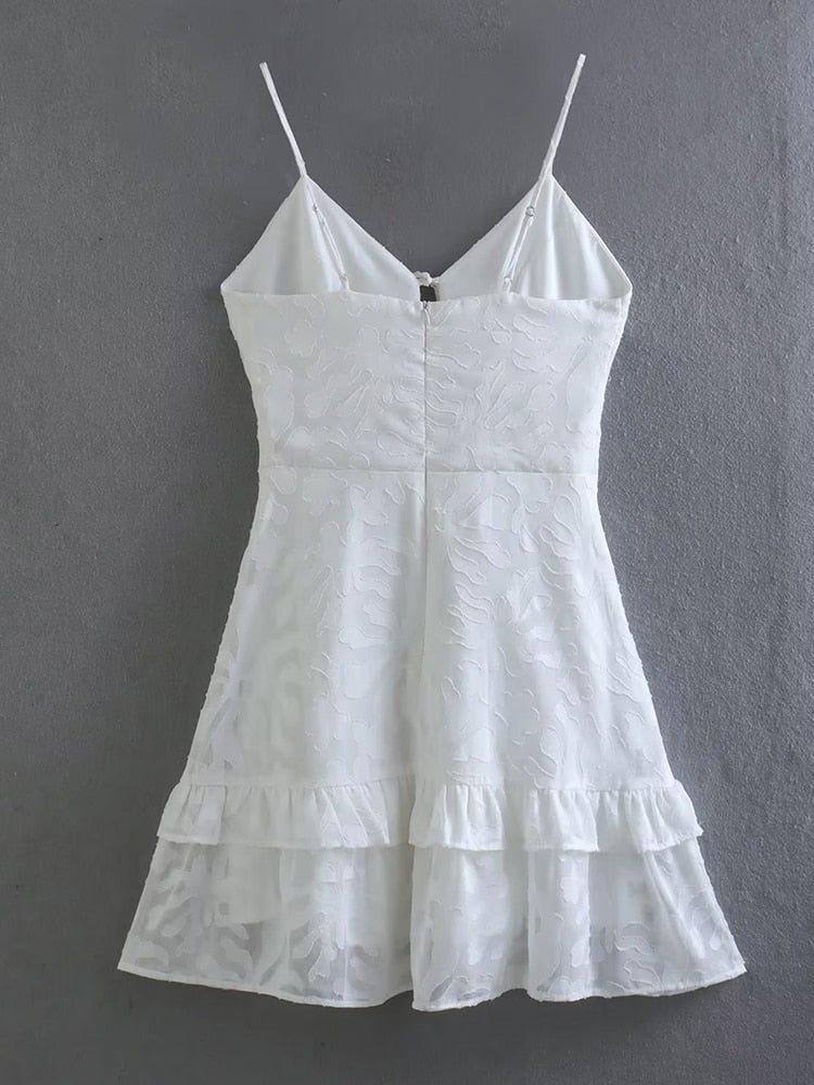 vmtvr - 2023 Summer Women White Sling Sexy Chiffon Dress Sleeveless Fashion Mini Ladies Dresses