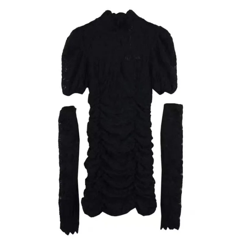 vmtvr Autumn Lace Elegant Y2k Mini Dress Women Casual Party Sexy Bodycon Dress Female Puffer Sleeve One Piece Dress Korea Fashion