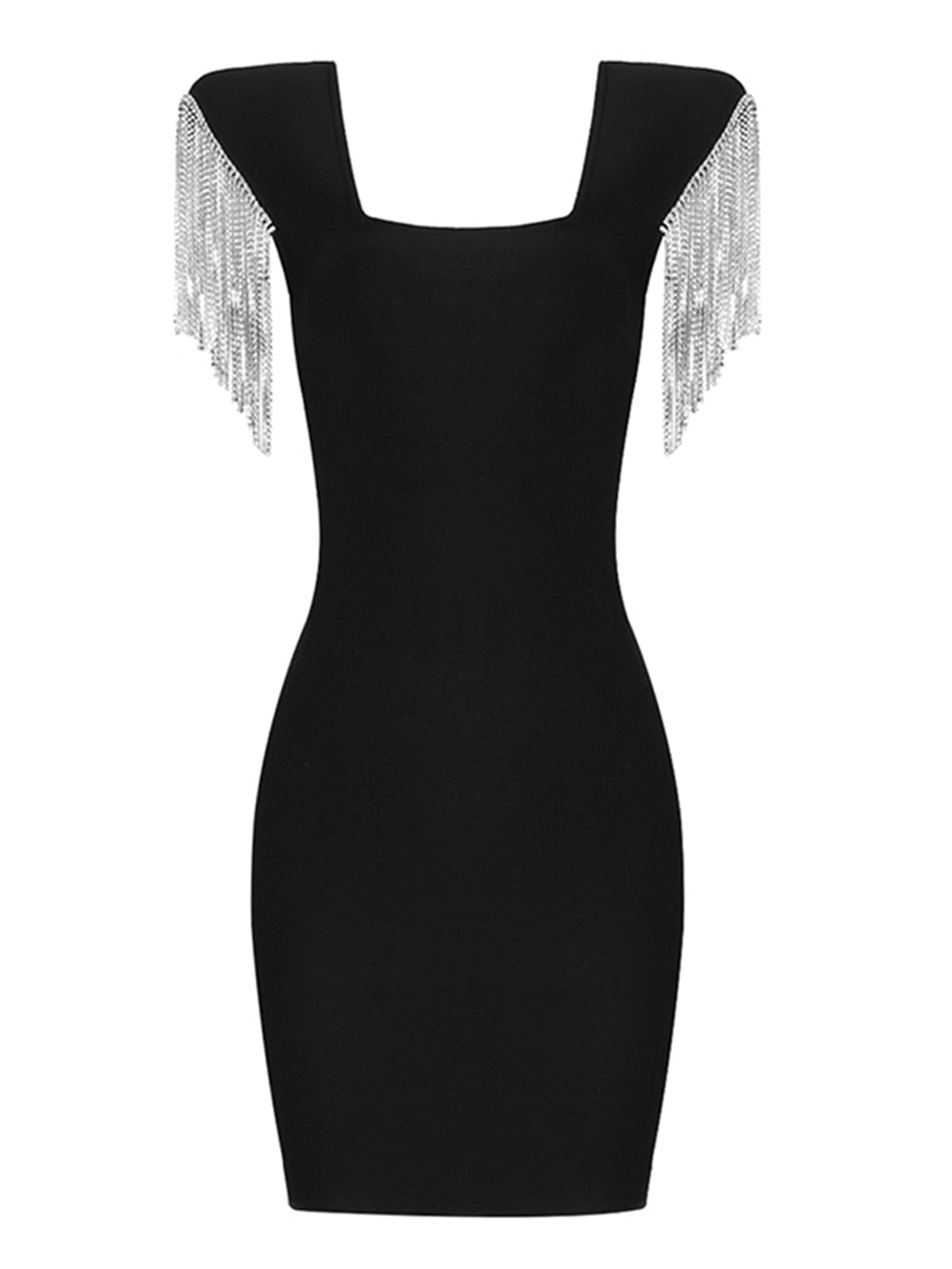 vmtvr New Ladies Summer Fashion Ladies Sexy Tassel Diamond Crystal Black Bodycon Bandage Dress Elegant Evening Party Dress