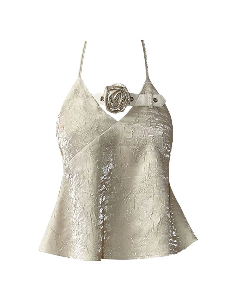 vmtvr Summer Women 2000s Aesthetic Dark Academia Camisole Ruffles Halter Top Design Y2k Gothic Coquette Gyaru Vintage Old Money Hot