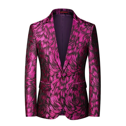 jiaabc Fashion New Men's Casual Boutique Business Wedding Host Slim Bronzing Suit Flower Jacket Dress Blazers Coat