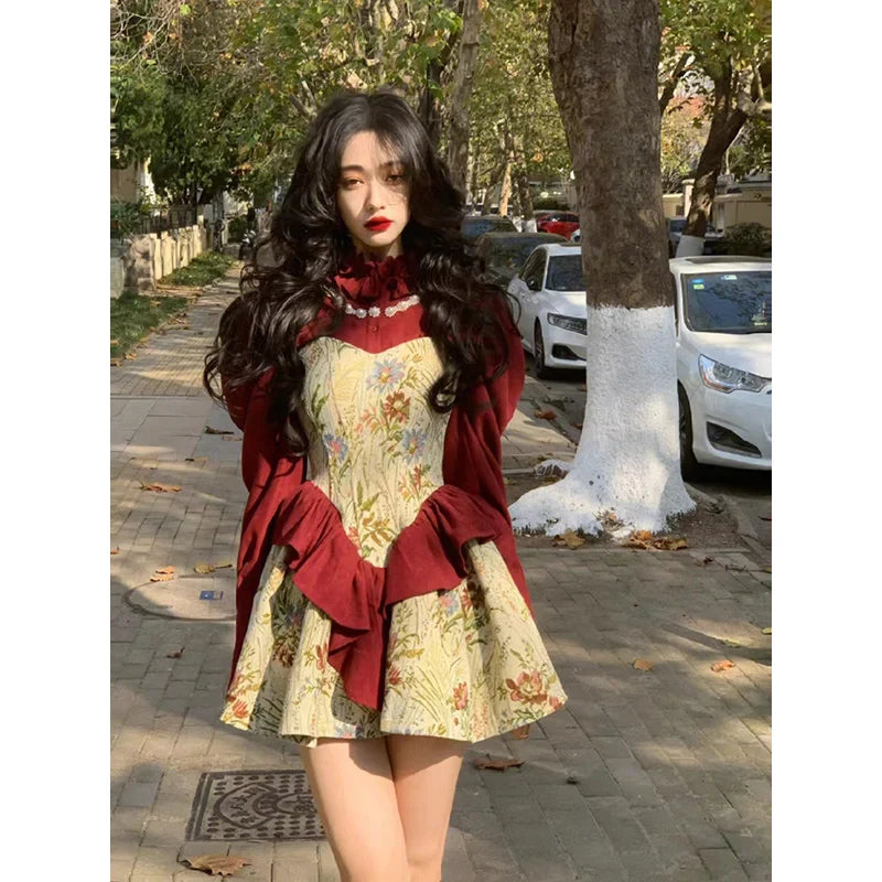 vmtvr  - Elegant Women Dress Vintage Fairy Princess Long Sleeve Christmas New Year Dresses One-Piece Evening Party New Korean Chic Robes