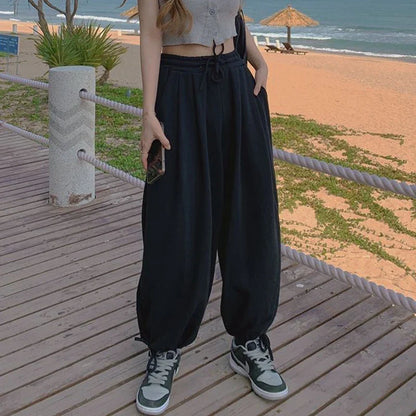 vmtvr Y2K Streetwear Women Sweatpants American Style Fashion Drawstring Loose Wide Leg Pants Summer All Match Female Harem Pants