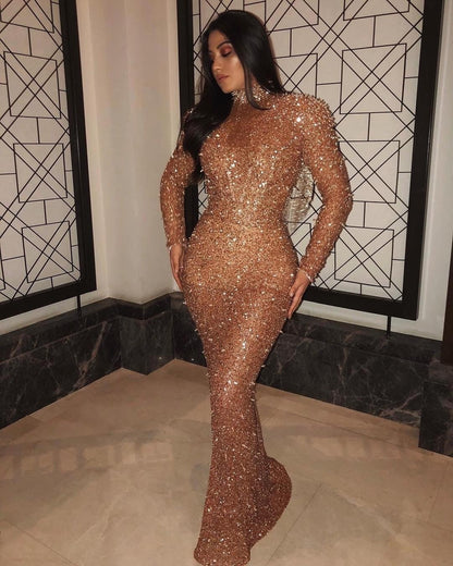 vmtvr - Gown Birthday Maxi Dress Chic Sparkly Tassel Fashion Night Club  Party Women's Dresses Long Sleeve Backless Golden Sexy