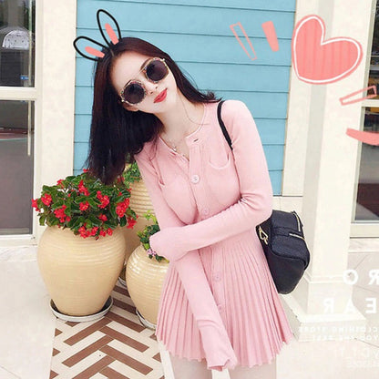 vmtvr - Fashion Korean Mini Dresses Female Autumn Winter 2023 Sexy Bodycon  Wrap White Short Women&#39;s Sweater Knitted One-piece Dress Hit