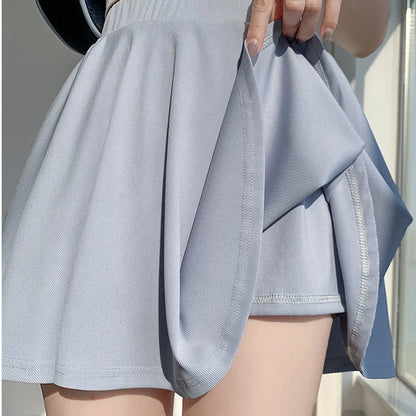 vmtvr High Waist Women Mini Skirt Summer Korean Casual Ice Silk A Line Skirt Harajuku Fashion Solid White Sexy Skirts New