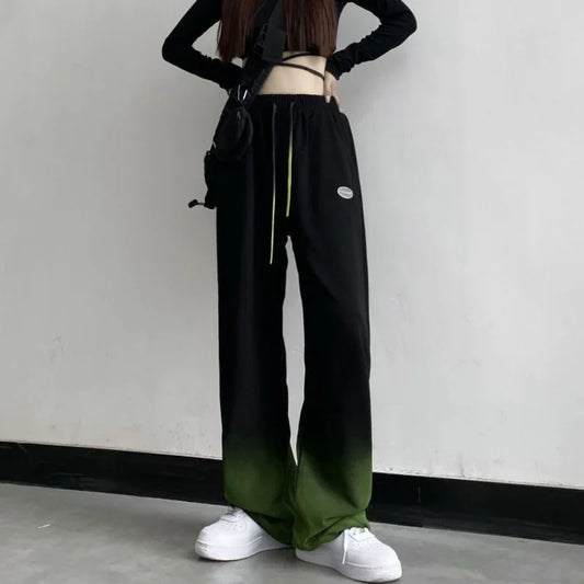 vmtvr Streetwear Fashion Women Tie Dye Sweatpants Harajuku Contrast Color Vintage Summer Oversize Wide Leg Sports Casual Trousers 6XL