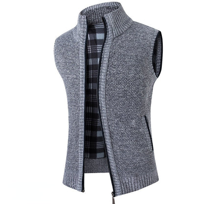 jiaabc Men's Sweaters Vest Autumn Winter New Solid Warm Zipper Sweatercoat Sweaters Vest Men Casual Knitwear Sleeveless Male Clothing