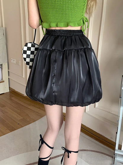 vmtvr High Waist Women Tulle Skirts Fashion Black Korean Preppy Style Ball Gown Mini Skirts Summer Student Casual Skirts New