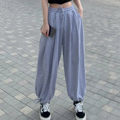 vmtvr Y2K Streetwear Women Sweatpants American Style Fashion Drawstring Loose Wide Leg Pants Summer All Match Female Harem Pants