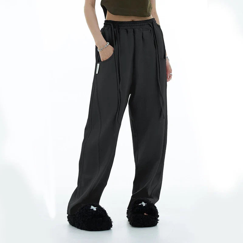 vmtvr Fashion Lace Up Women Sweatpants Summer Streetwear Female High Waist Wide Leg Pants Harajuku Casual Korean Loose Trousers