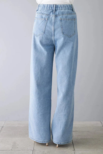 vmtvr Stylish Women Embroidery Bow Denim Wide Leg Pants Ladies High Waist 2024 Spring Summer Loose  Jeans Trousers